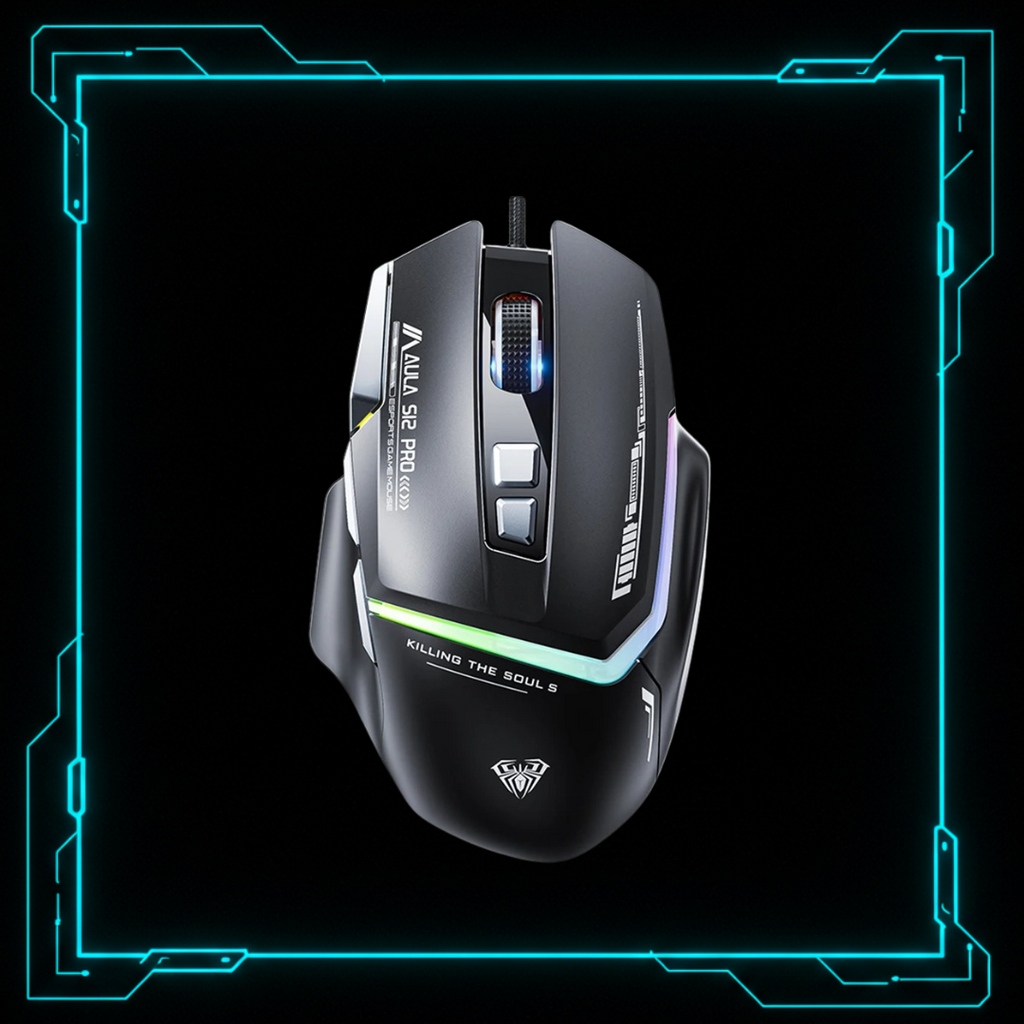 Mouse Gamer Com Fio RGB — AULA S12Pro Preto