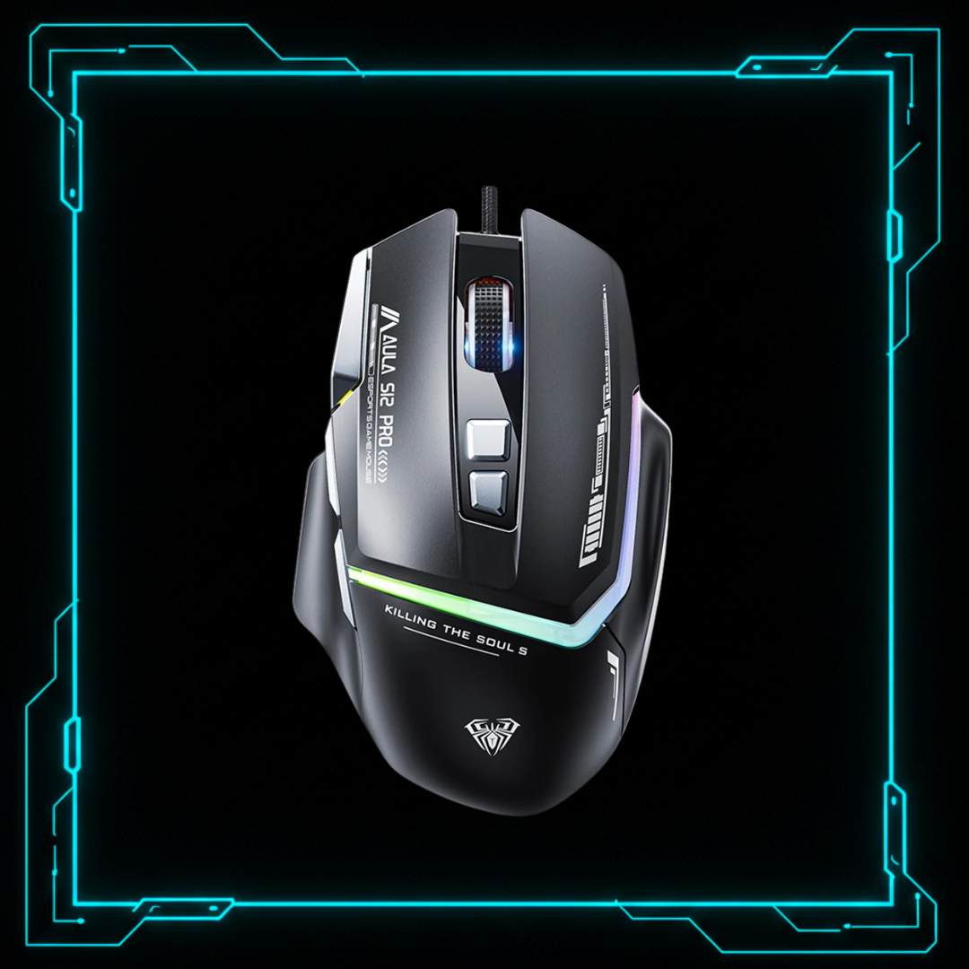 Mouse Gamer Com Fio RGB — AULA S12Pro Preto
