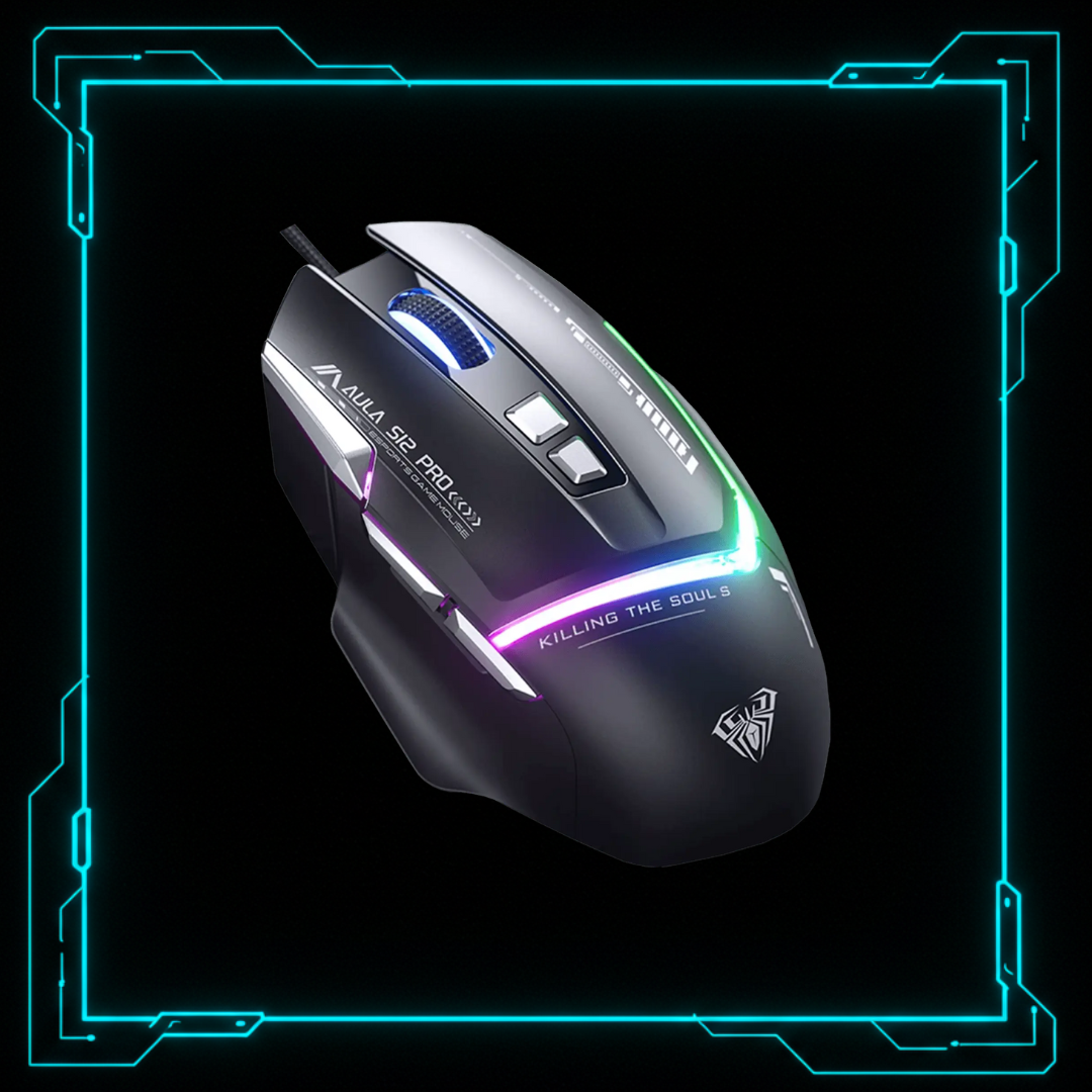 Mouse Gamer Com Fio RGB — AULA S12Pro Preto