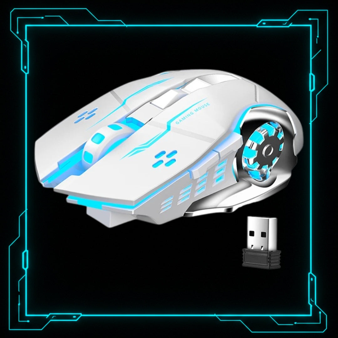 Mouse Gamer Sem Fio RGB — AULA SC100 BRANCO