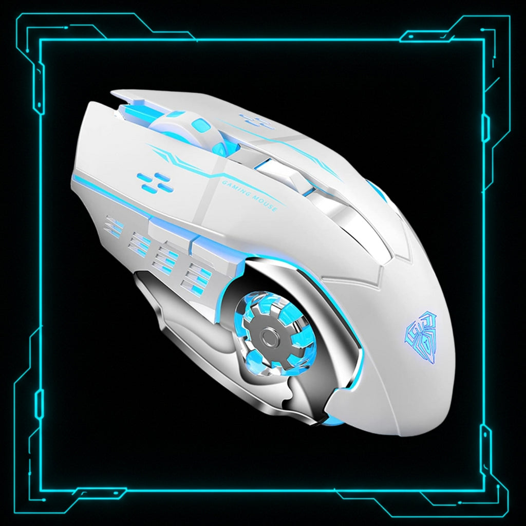 Mouse Gamer Sem Fio RGB — AULA SC100 BRANCO