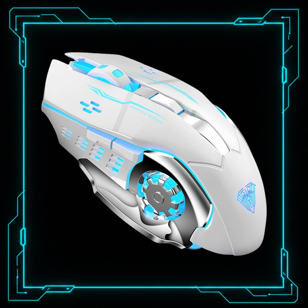 Mouse Gamer Sem Fio RGB — AULA SC100 BRANCO