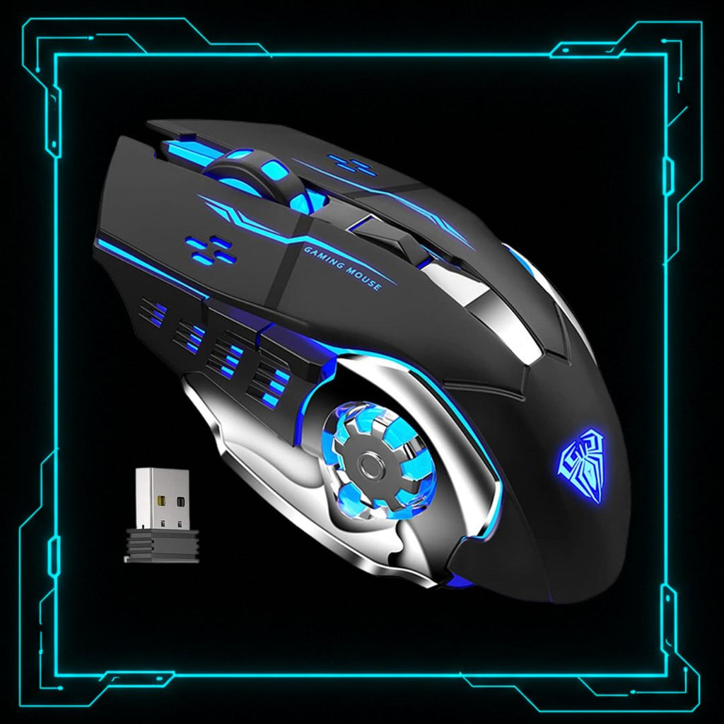 Mouse Gamer Sem Fio RGB — AULA SC100 PRETO