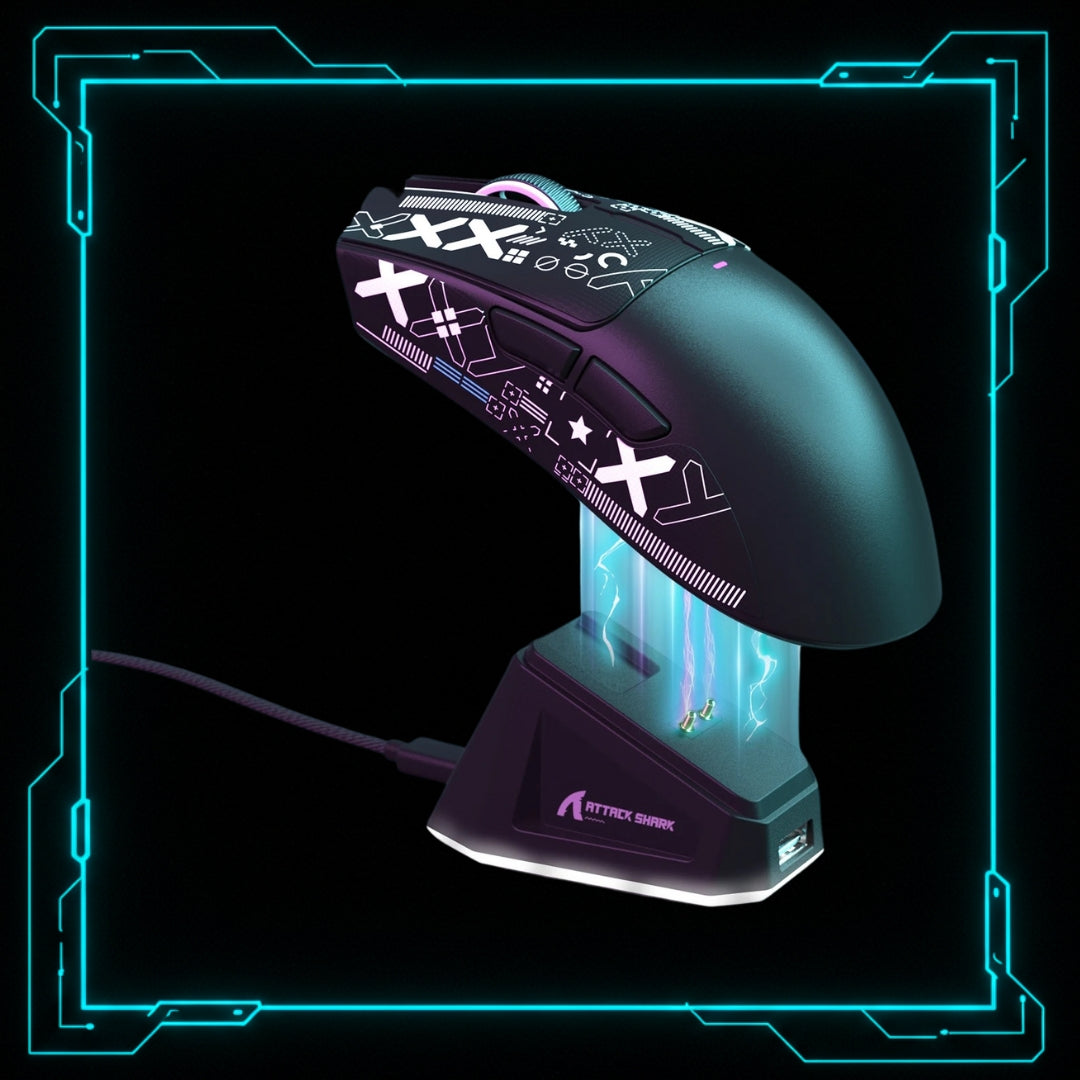 Mouse Gamer Sem Fio com Base de Carregamento Magnética — Attack Shark X11 Preto