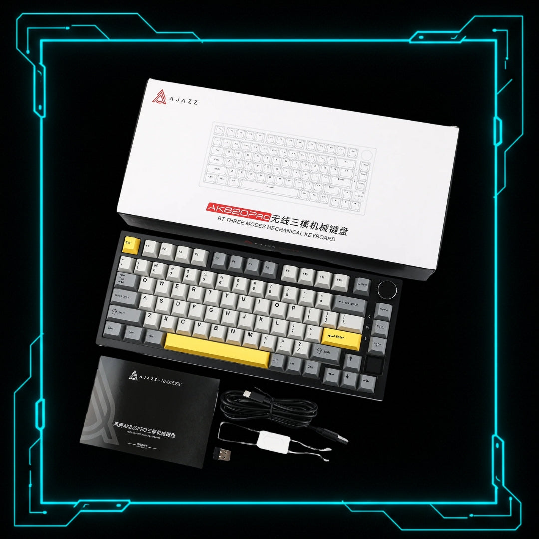Teclado Mecânico 75 Sem Fio RGB - AJAZZ AK820 PRO